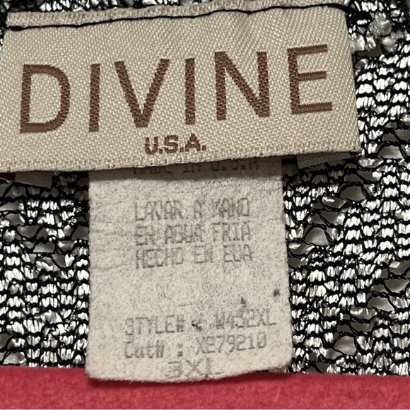 Vtg DIVINE Tunic Top Metallic Silver Chevron Cut-Out Design Disco Flowy Size 3XL - Picture 5 of 16